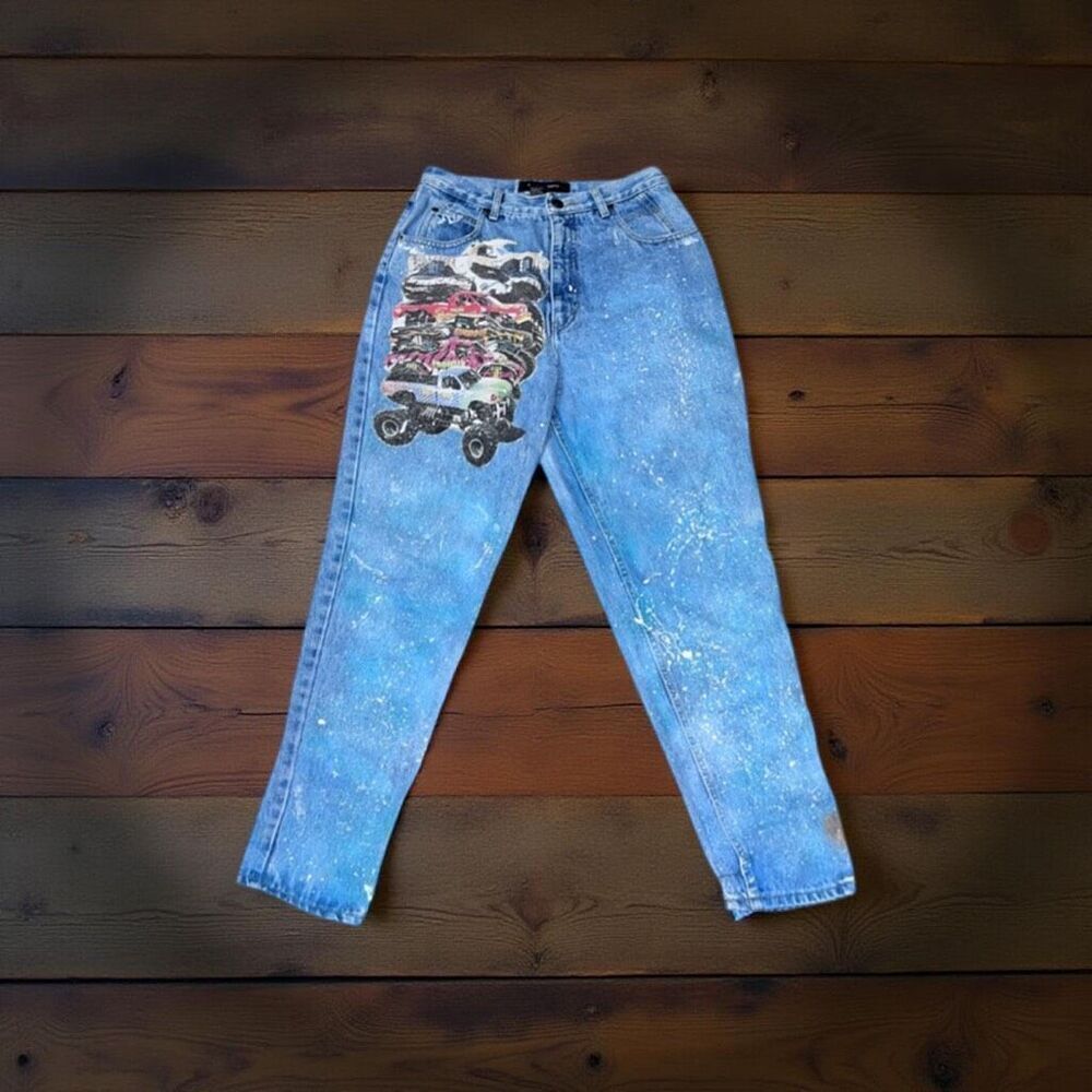 Vintage Gloria Vanderbilt Scooter Gang Monster Truck Jeans 12 27x30 #138